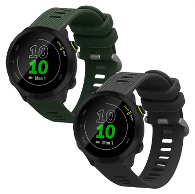Produktbild von kwmobile 2x Uhrenarmband für Garmin Forerunner 55 / Forerunner 165 / 245 / 645 / 570 42mm Armband - Fitnesstracker Band Set aus TPU Silikon -
