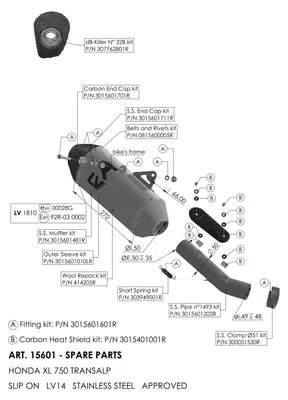 Obrázok produktu pre Držiak výfuku LeoVince, náhradná časť výfukového systému, súprava, OEM 3015601601R