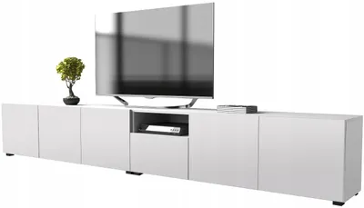 Zdjęcie produktu dla Komoda Szafka rtv pod telewizor 300cm 300 biała matowa biały nowoczesna