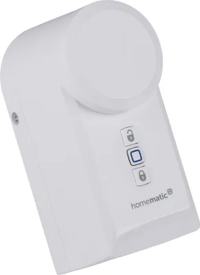 A white electronic device with buttons and a circular top, presented against a white background.
