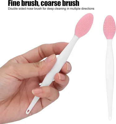 Produktbild von Silikon-Nasenreinigungsbürste, Silikon-Peeling-Lippenbürste, doppelseitig, tiefenreinigende Peeling-Lippenbürste, Gesichtsreinigungsbürste (pink)