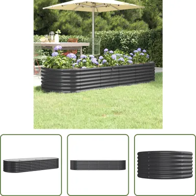 Produktbild von The Living Store Hochbeet Pulverbeschichteter Stahl 224x80x36 cm Anthrazit