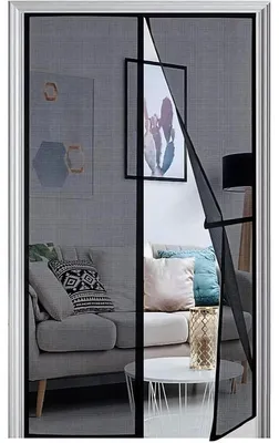 Produktbild von Fliegengitter Balkontür Magnet 115x235cm Schwarz Verstärkt Insektenschutz Ohne Bohren