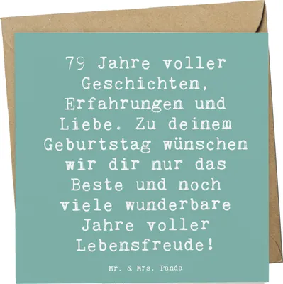 Produktbild von Mr. & Mrs. Panda Klappkarte Spruch 79. Geburtstag - Meeresbrise - Geschenk, Geburtstagswünsche, Glückwunschkarte, faltkarte, Grußkarte, anlasskarte, feiern, Glückwünsche