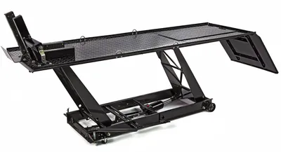 Produktbild von HBM 450 kg Motorrad-Hebebühne, hydraulisch, mit r Vorderradklemme – Schwarz