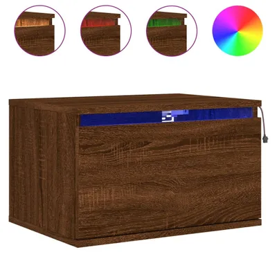 Produktbild von Wand-Nachttisch mit LED-Leuchten Braun Eichen-Optik