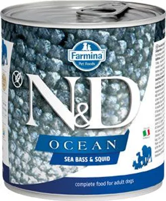 Image de N&D DOG OCEAN, nourriture pour chiens adultes, saveur morue et calmar, 285g
