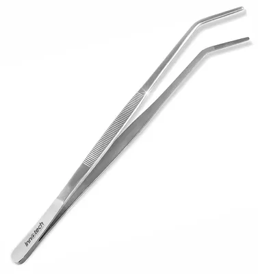 Image de Pince de cuisine incurvée en acier inoxydable - Idéale pour la présentation et le service en restauration - Longueur : 30 cm