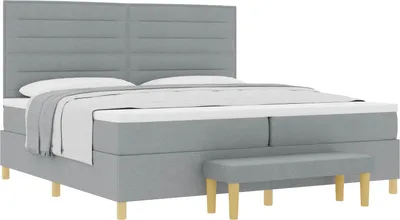 Produktbild von Boxspringbett mit Matratze Hellgrau 200 x 200 cm Stoff