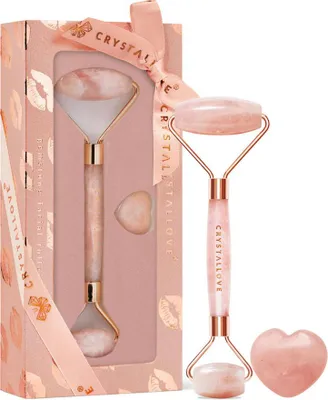 Produktbild von CRYSTALLOVE Rosenquarz-Gesichtsmassagegerät SELFLOVE SET