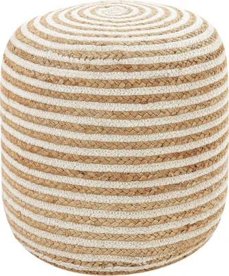Zdjęcie produktu dla BELIANI Puf pleciony beżowy juta 40 x 40 x 40 cm okrągły podnóżek do salonu styl boho