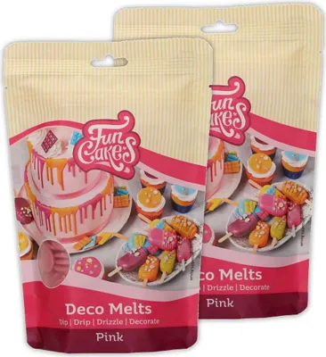 Produktbild von AOS Set | Doppelpack Funcakes Deco Melts Rosa - Pink | 2er-Pack | enthält 2x 250g (500g) | Tauchen, drippen, dippen und dekorieren! In der Mikrowelle schmelzen und in jede Form gießen,