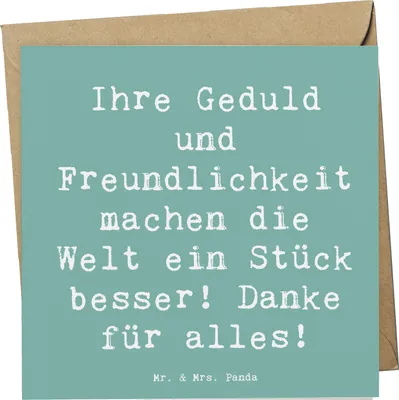 Produktbild von Mr. & Mrs. Panda Glückwunschkarte Spruch Erzieher-Dank - Meeresbrise - Geschenk, Geduld, und Freundlichkeit, Grußkarte, Dankeschön, doppelkarte, Aufmerksamkeit, faltkarte