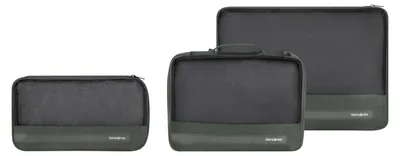Produktbild von Samsonite TA Revolution - Packwürfel Set 3-teilig, Hochwertiger Reise- & Koffer-Organizer, Packing Cubes für Urlaub, Gepäck-Organizer für Koffer und Rucksack, Grün – 3er-Set