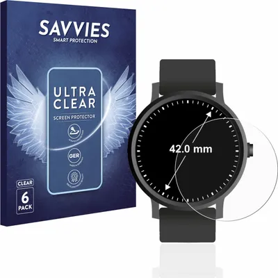 Produktbild von 6x Für Armbanduhren (Kreisrund, ø: 42 mm) Schutzfolie Savvies Displayschutz Display Schutz Folie Klar Transparent
