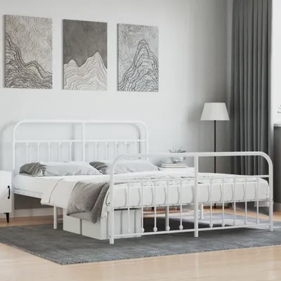 Produktbild von "2026 Promotion" Bettgestell moderne - mit Kopf- und Fußteil - Metall Weiß - 160x200 cm - Polsterbett CC21354