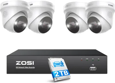 Produktbild von ZOSI 5MP Überwachungskamera Set, Videoüberwachung mit 4X 5MP PoE IP Kamera und 8CH 2TB HDD NVR, Personen- und Fahrzeugerkennung, Spotlight Alarm