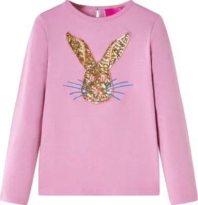 Produktbild von Cloris Designermöbel Kinder-Langarmshirt mit Kaninchen-Aufdruck Dunkelrosa 92 2024 Neu