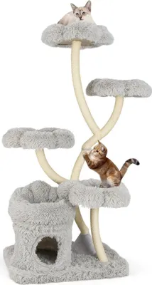 Immagine prodotto di Albero per gatti da 165 cm con pali in sisal e 4 piattaforme, grigio