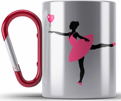 Produktbild von Trendation - Ballett Ballerina Edelstahl Tasse Karabiner Mädchen Geschenk Lehrer Frauen Balett Geschenkidee Karabiner Edelstahl Tasse Karabiner Edelstahl (Rot)