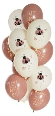 Produktbild von 12 Marienkäfer Geburtstags-Ballons 33cm