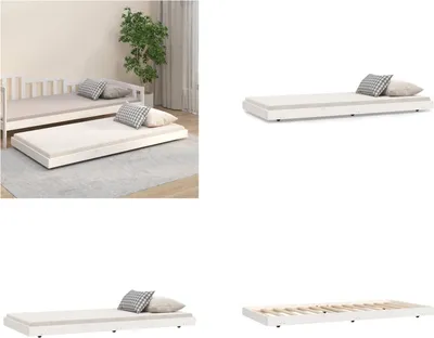 Produktbild von vidaXL Massivholzbett Weiß 75x190 cm Kiefer - Bettrahmen - Bettgestell - Bett - Schlafzimmerbett