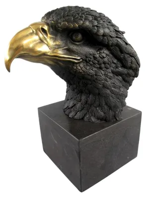 Produktbild von Adler Büste in Bronzeoptik, patiniert, auf Steinsockel, H. 27 cm