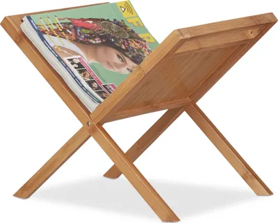 Produktbild von Relaxdays Zeitungsständer Bambus, Ablage, Sammler, Tragegriffe, handlich, platzsparend, stehend, din a4, din a5, natur