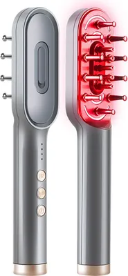 Produktbild von Kopfhaut Applikator Haarpflegekamm, Massage Haarkamm, RP Technologie, Viergang Einstellung, 4 LED Licht, gepaart mit Haarwuchsserum, grau