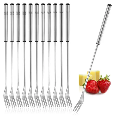 Produktbild von COM-FOUR® 12x Fondue Gabeln aus rostfreiem Edelstahl 26 cm - spülmaschinengeeignetes Fonduebesteck - Fonduespieße mit Edelstahlgriff
