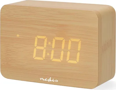 Immagine prodotto di Sveglia digitale da tavolo a LED, in legno, con funzione snooze e temperatura