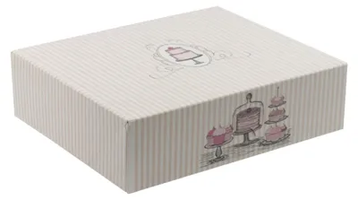 Immagine prodotto di KAPAK 140 - Scatola grande per biscotti, bianca a righe, 25x21x7 cm