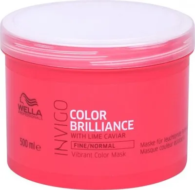 Zdjęcie produktu dla Wella Professionals INVIGO Brilliance Mask Fine, 500 ml, Kobiety, Mocne włosy, Włosy normalne, Ochrona, Wzmacniający, Leczenie, Słoiczek, 1 szt.