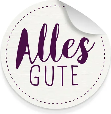 Produktbild von itenga 10x Aufkleber Sticker "Alles Gute" weiß lila 9,5 cm Durchmesser