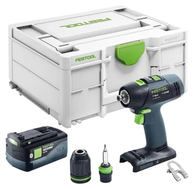 Image de Perceuse-visseuse sans fil Festool T 18+3-Basic 18 V 50 Nm Brushless + 1 batterie 5,0 Ah + Systainer - sans chargeur