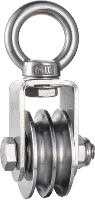 Produktbild von Doppelrolle mit 2 Kugellagern - Rostfreier Stahl für 8 mm Seile und Stahlkabel - Tragkraft bis 500 kg