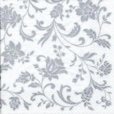 Produktbild von Servietten 24x24 cm - Arabesque White silver-white