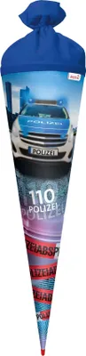 Produktbild von ROTH Schultüte Polizei 110 groß 70 cm rund Rot(h)-Spitze Filzverschluss Zuckertüte Schulanfang