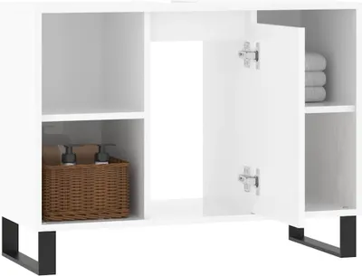 Obrázok produktu pre vidaXL Kúpeľňová skrinka s vysokým leskom biela 80x33x60 cm Drevo Materiál