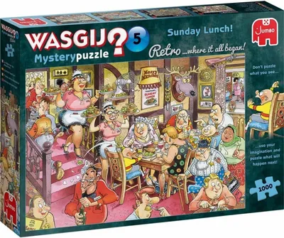 Image de Jumbo 25009 Wasgij Retro Mystery 5-Dîner du dimanche-1000 pièces jeu de puzzle, Multicolore