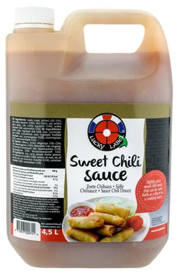Zdjęcie produktu dla Lucky Label Zoete Chili Sauce 4500g – Słodko-ostry sos chili, opakowanie 4,5 kg