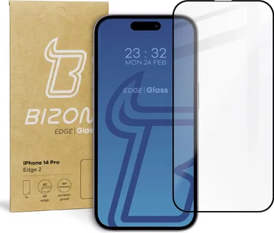 Produktbild von Bizon Glass Edge 2 Panzerglas für iPhone 14 Pro, schwarz