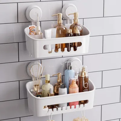 Produktbild von Duschablage ohne Bohren Saugnapf Extra Stark 2er Set Weiß M&L