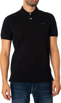 Produktbild von GANT Normales, kontrastierendes Piqué-Poloshirt, Schwarz L