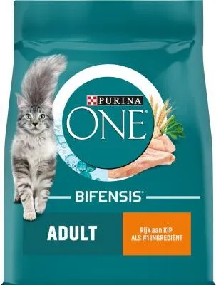 A bag of Purina One cat food.