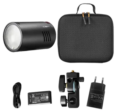 Zdjęcie produktu dla Lampa błyskowa Godox AD100Pro II, 100 Ws, światło stroboskopowe, 2,4 GHz, TTL, 1/8000 s HSS, synchronizacja jednym przyciskiem z X3/X3Pro, 490 błysków przy pełnej mocy, wtyczka EU