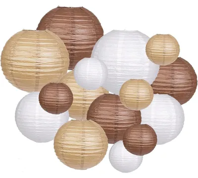 Productafbeelding van Solidchoice - 15 Stuks Ronde Papieren Lantaarns voor Decoratie op Feesten en Bruiloften