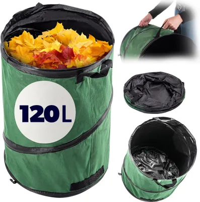 Produktbild von KADAX Gartenabfallsack 120L, Faltbarer Gartensack für Gartenabfälle, Pop Up Laubsack, Grünschnittsack mit Tragegriffen, Gartensäcke für Gartenarbeit, Laubsäcke