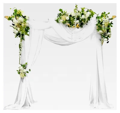 Produktbild von 2 Stück Hochzeitsbogen Vorhang: 75x600cm Querbehang aus transparentem Tüll, Voile Vorhang Deko für Hochzeitsbogen und Hintergrunddekoration