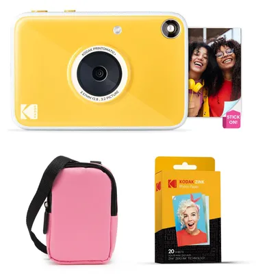 Zdjęcie produktu dla Zestaw startowy aparatu cyfrowego Kodak Printomatic+ do natychmiastowego drukowania zdjęć, w tym torba (różowa)
